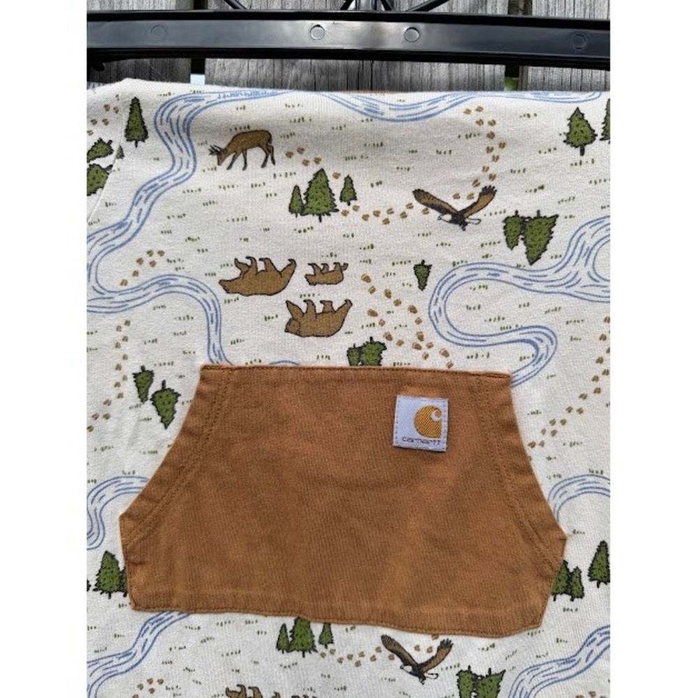 Outdoor Carhartt Romper Kids 6-9M Tan Nature Print Bear Eagle One Piece Rugged - Picture 6 of 11